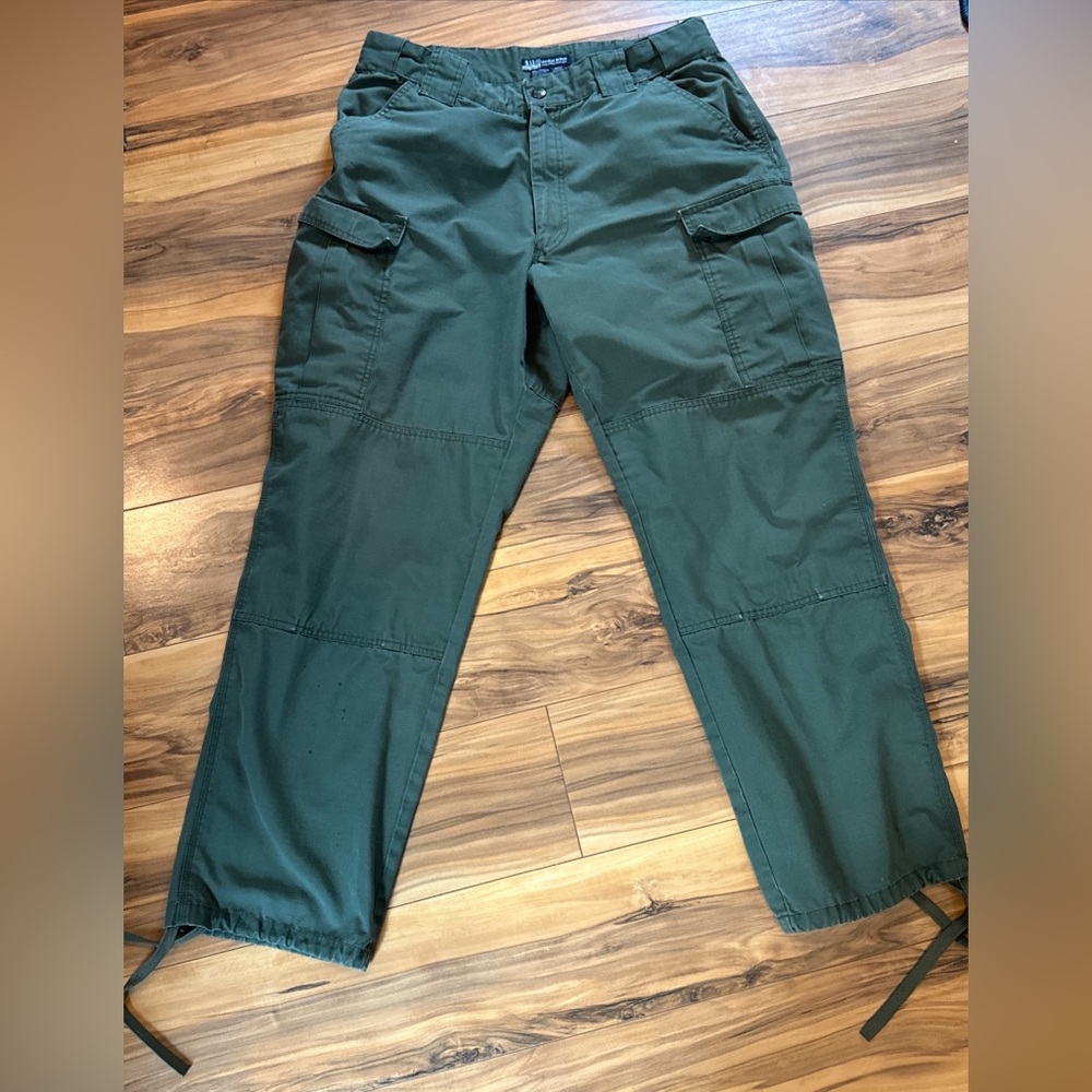5.11 Tactical Pants Size L 35.5-39 Green Ripstop  Cargo Utility Canvas Mens 5.11